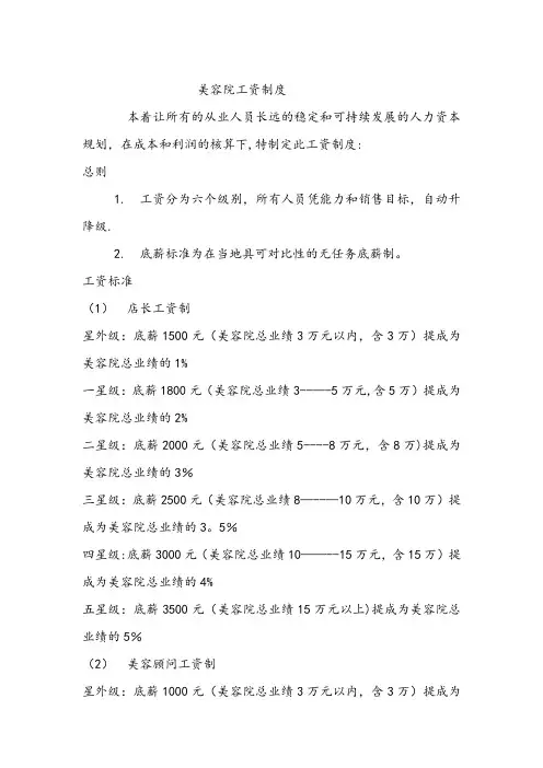 美容院工资制度