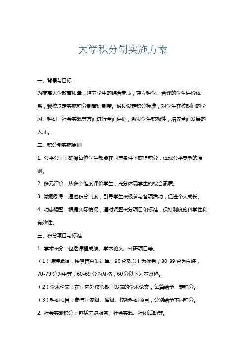 大学积分制实施方案