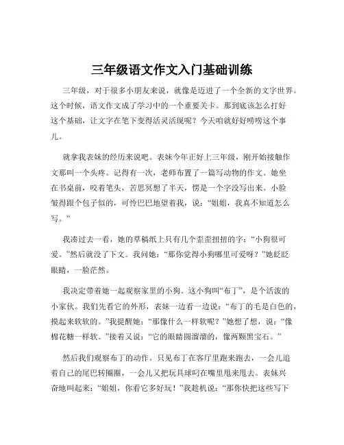 三年级语文作文入门基础训练