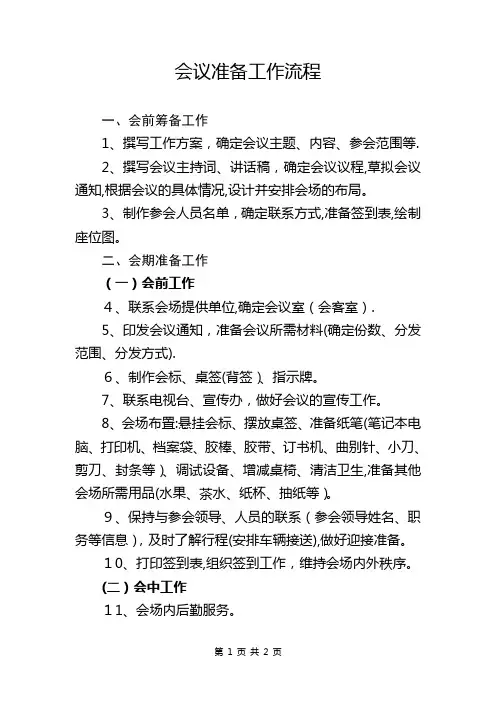 会议准备工作流程