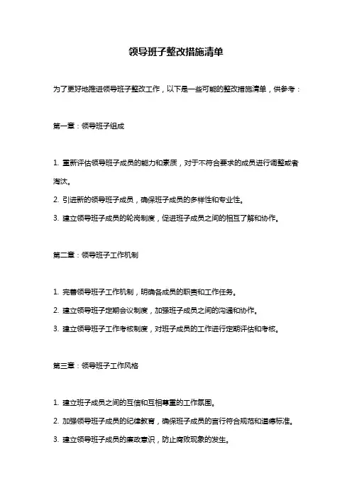 领导班子整改措施清单