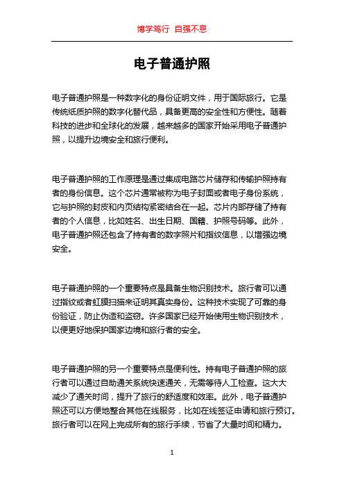 电子普通护照