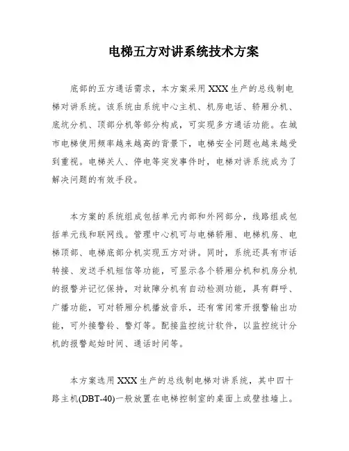 电梯五方对讲系统技术方案