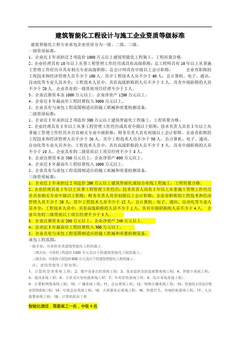 建筑智能化工程施工设计一体化资质