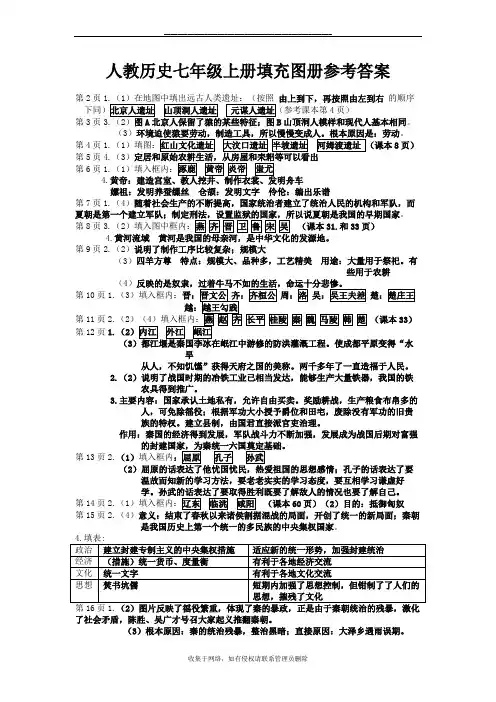 最新人教历史七上《填充图册》答案
