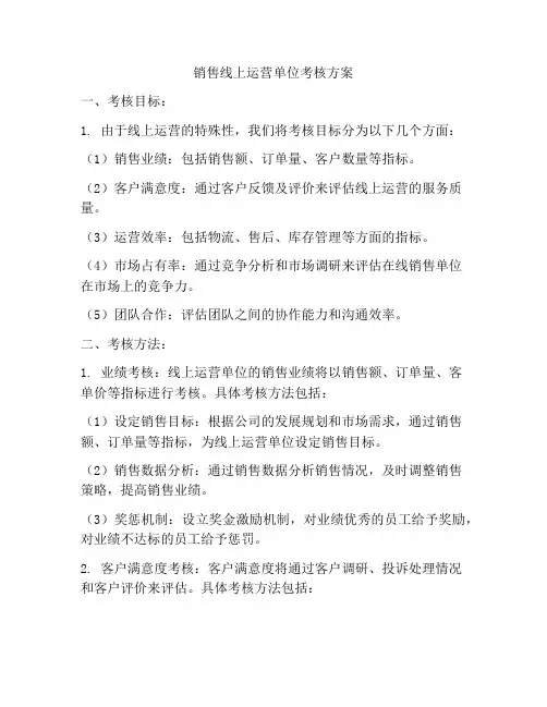 销售线上运营单位考核方案