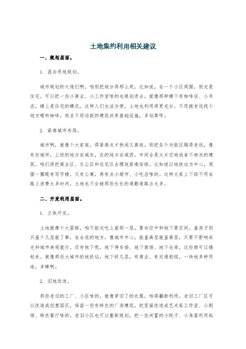 土地集约利用相关建议