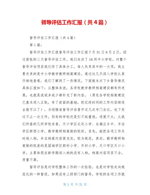 督导评估工作汇报(共4篇)