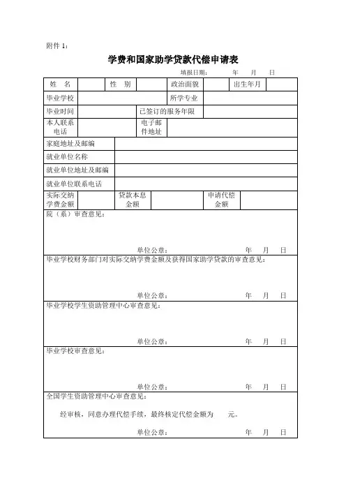 基层就业学费补偿和国家助学贷款代偿相关表格和证明格式