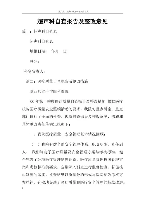 超声科自查报告及整改意见