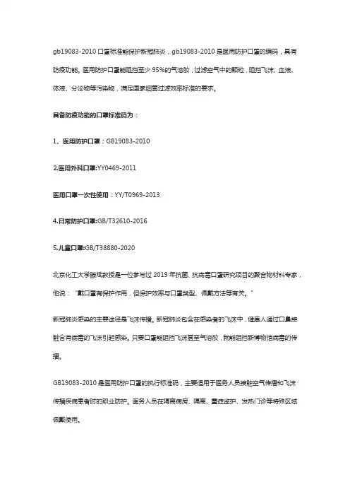 gb198083-2010口罩标准