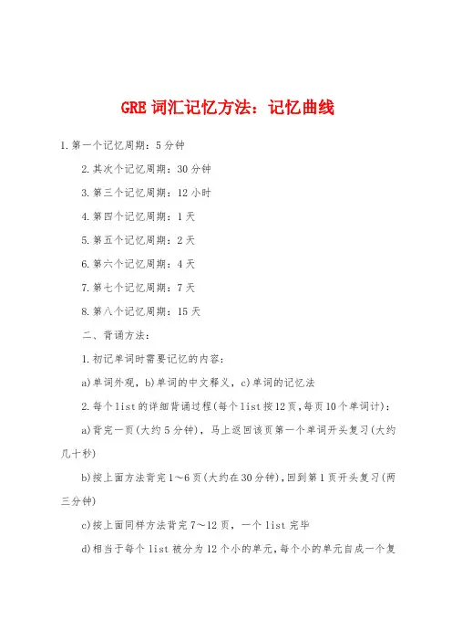 GRE词汇记忆方法：记忆曲线