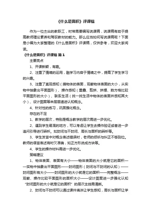 《什么是面积》评课稿