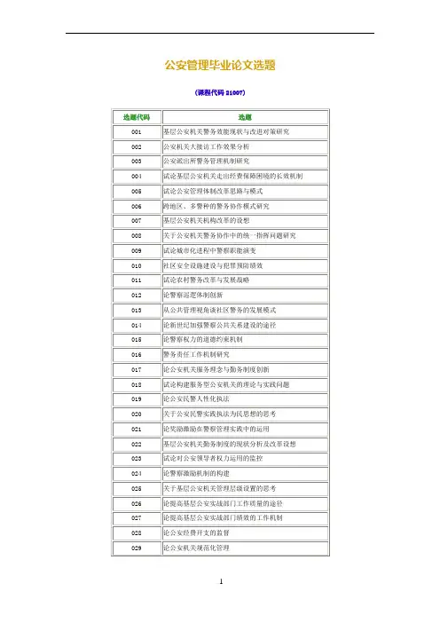 公安管理毕业论文选题