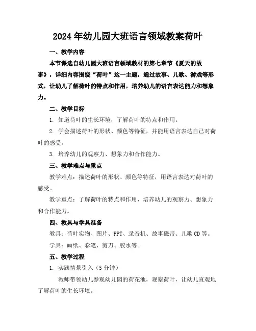 2024年幼儿园大班语言领域教案荷叶