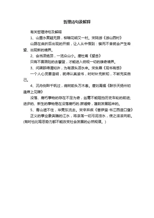 有关哲理诗句及解释