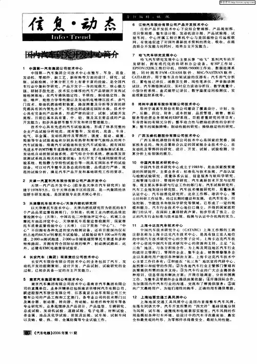 国内汽车研究开发中心简介