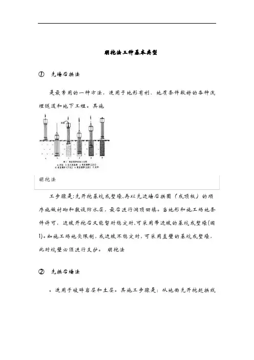 明挖法三种基本类型