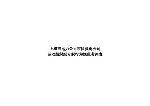 上海市电力公司市区供电公司劳动组织组专职行为规范考评表