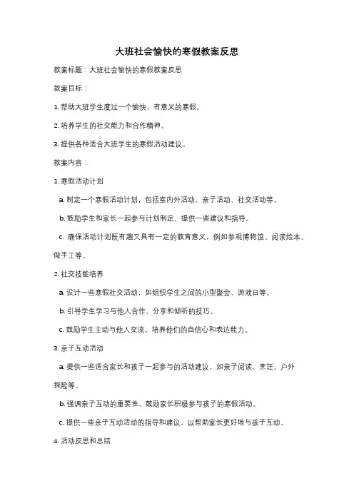 大班社会愉快的寒假教案反思