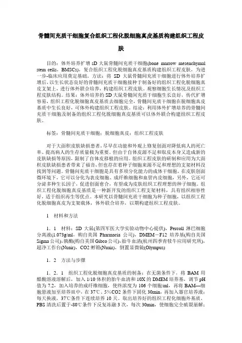 骨髓间充质干细胞复合组织工程化脱细胞真皮基质构建组织工程皮肤