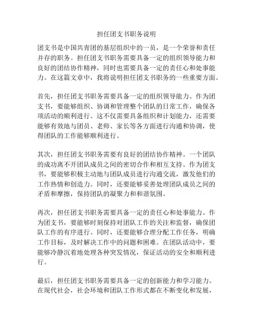担任团支书职务说明