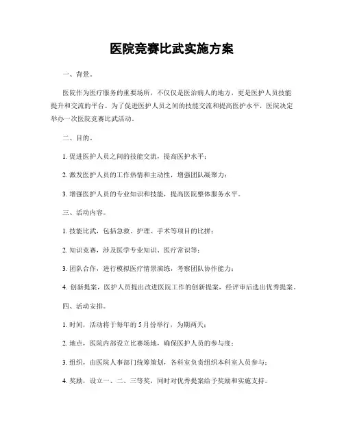 医院竞赛比武实施方案