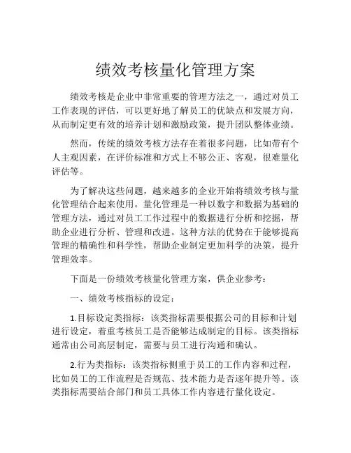 绩效考核量化管理方案