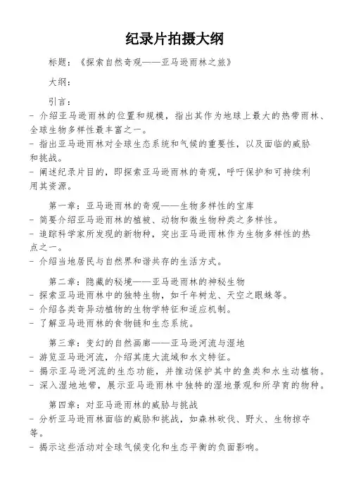 纪录片拍摄大纲