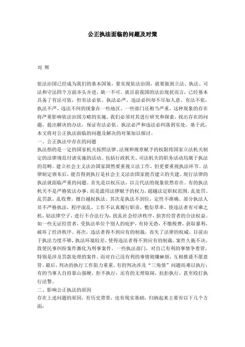 公正执法面临的问题及对策