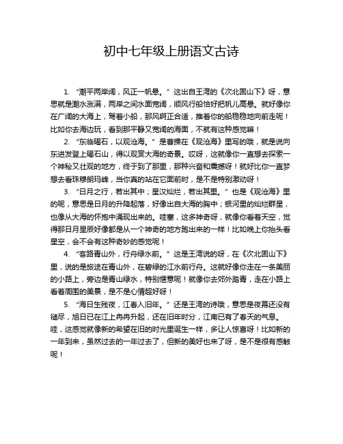 初中七年级上册语文古诗