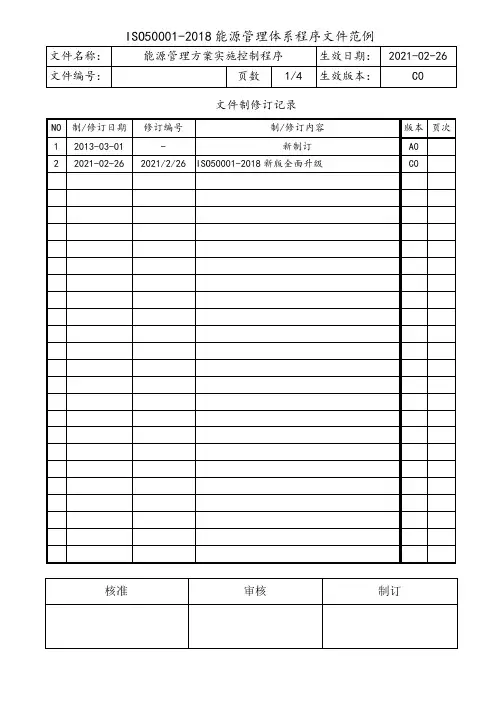 ISO50001能源管理方案实施控制程序