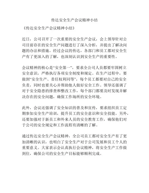 传达安全生产会议精神小结