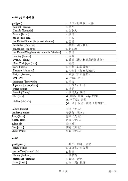 初中英语单词(人教版新目标全册)