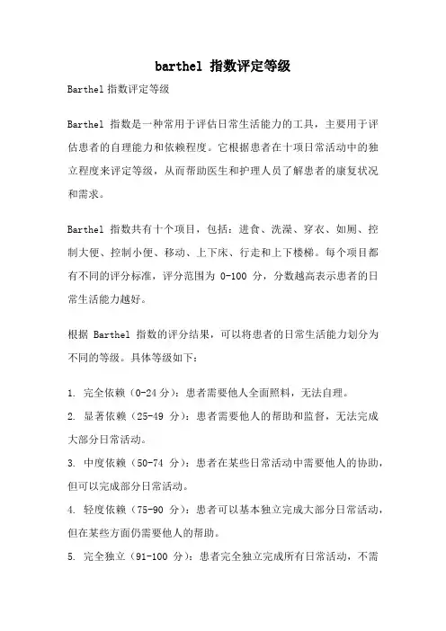 barthel 指数评定等级
