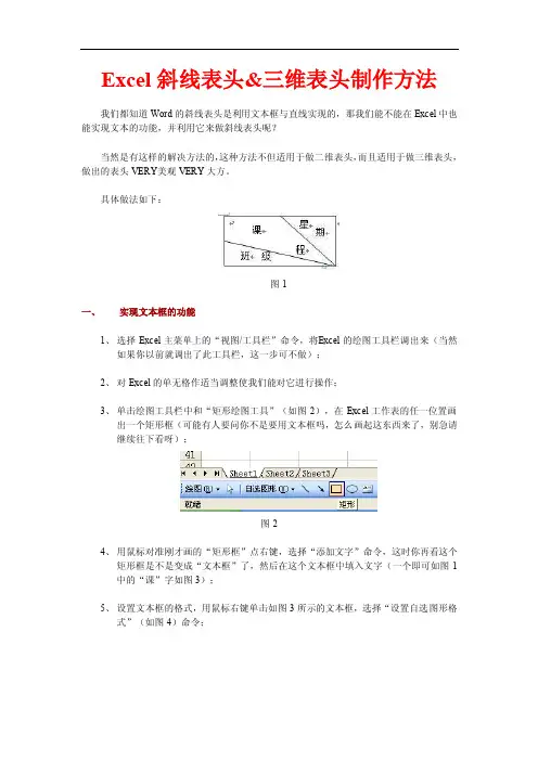 excel斜线表头三维表头制作方法