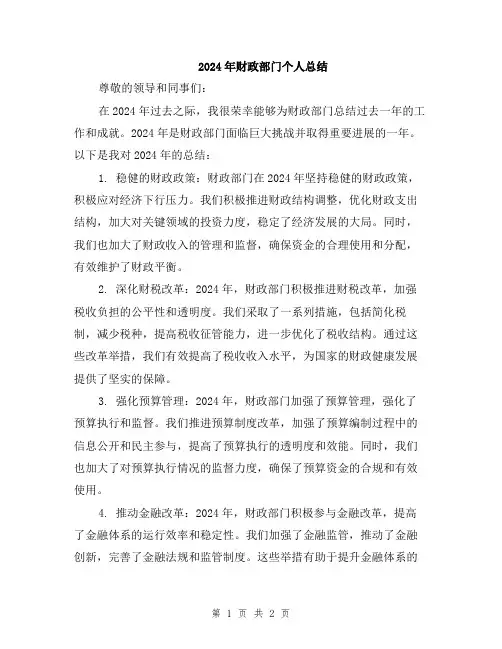 2024年财政部门个人总结
