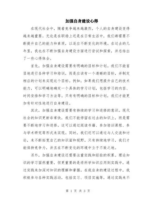 加强自身建设心得