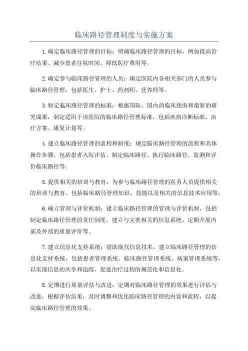 临床路径管理制度与实施方案