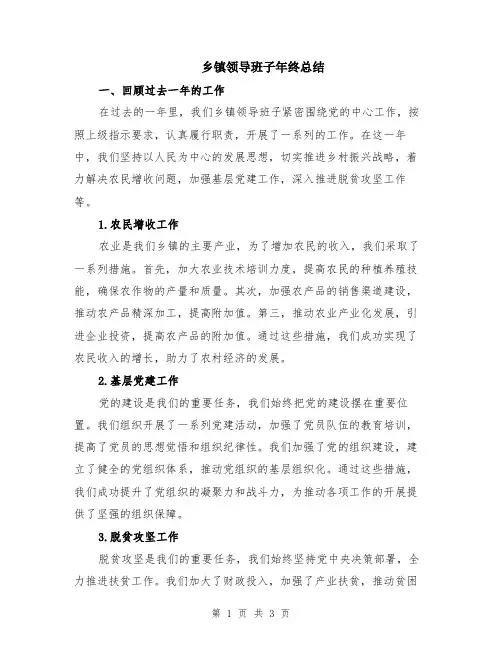 乡镇领导班子年终总结