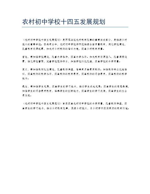 农村初中学校十四五发展规划