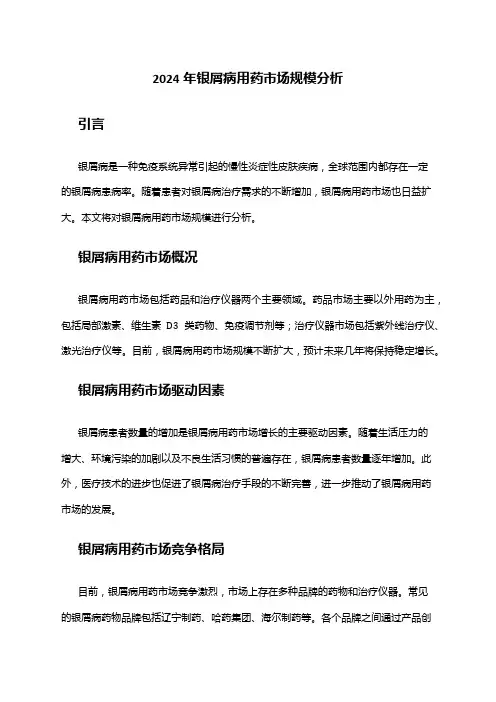 2024年银屑病用药市场规模分析