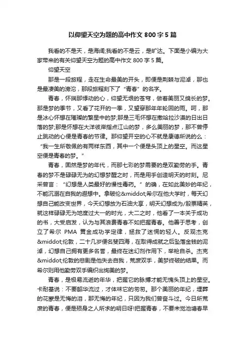 以仰望天空为题的高中作文800字5篇