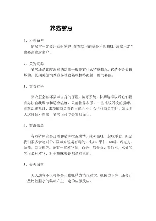 新手养猫的11个禁忌