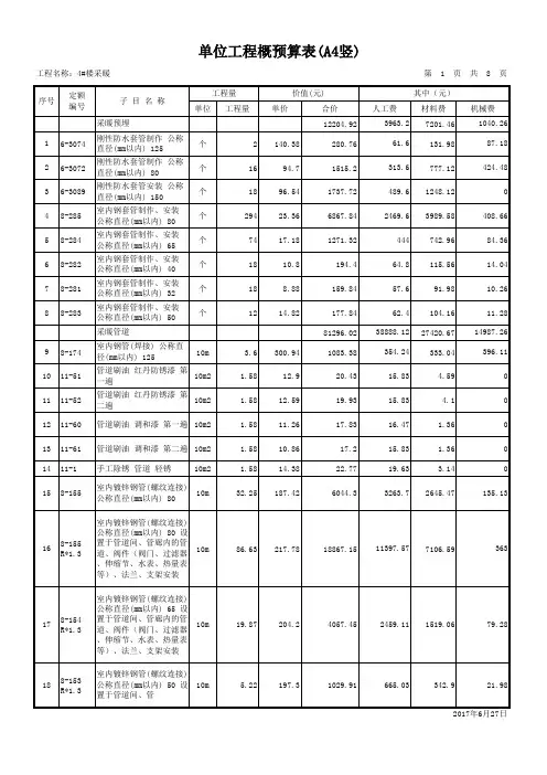 建筑安装采暖预算书