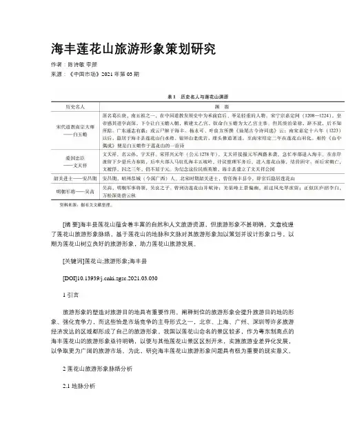 海丰莲花山旅游形象策划研究