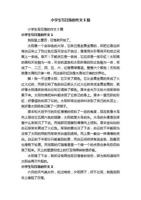 小学生写日落的作文5篇