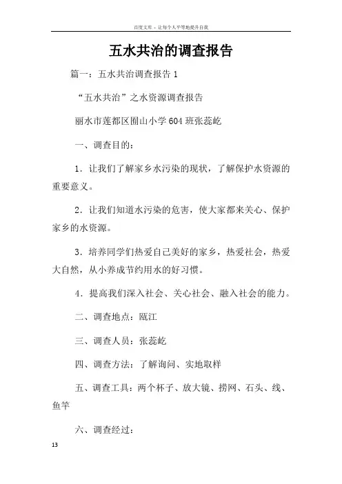 五水共治的调查报告
