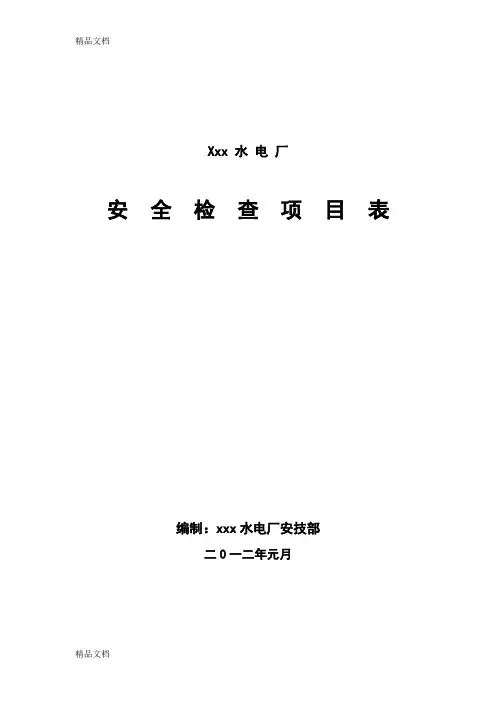 水电站安全检查项目表1资料讲解