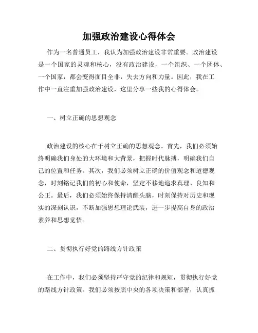 加强政治建设心得体会